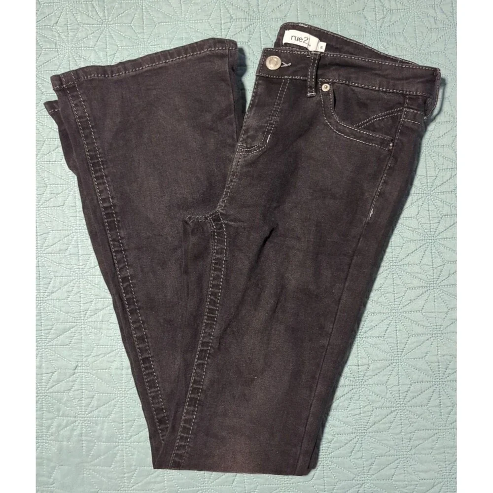 Rue 21 Jeans Womens Size 6 Black Denim Mid Rise Boot Cut Stretch Bedazzled Stars - Picture 1 of 11